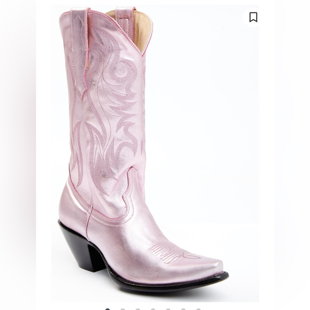 Pink metallic leather cowgirl boots